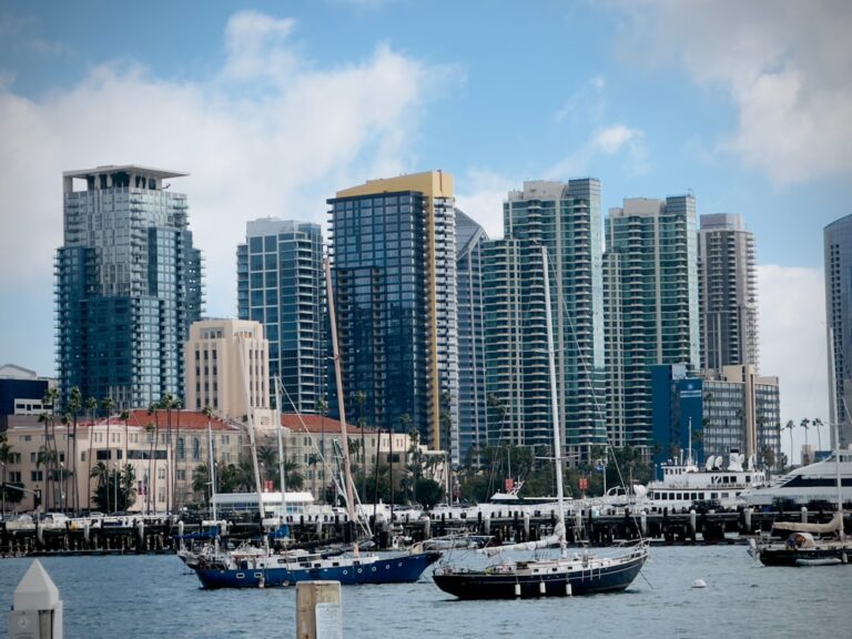 Downtown San Diego skyline near the Central Courthouse where probate is filed