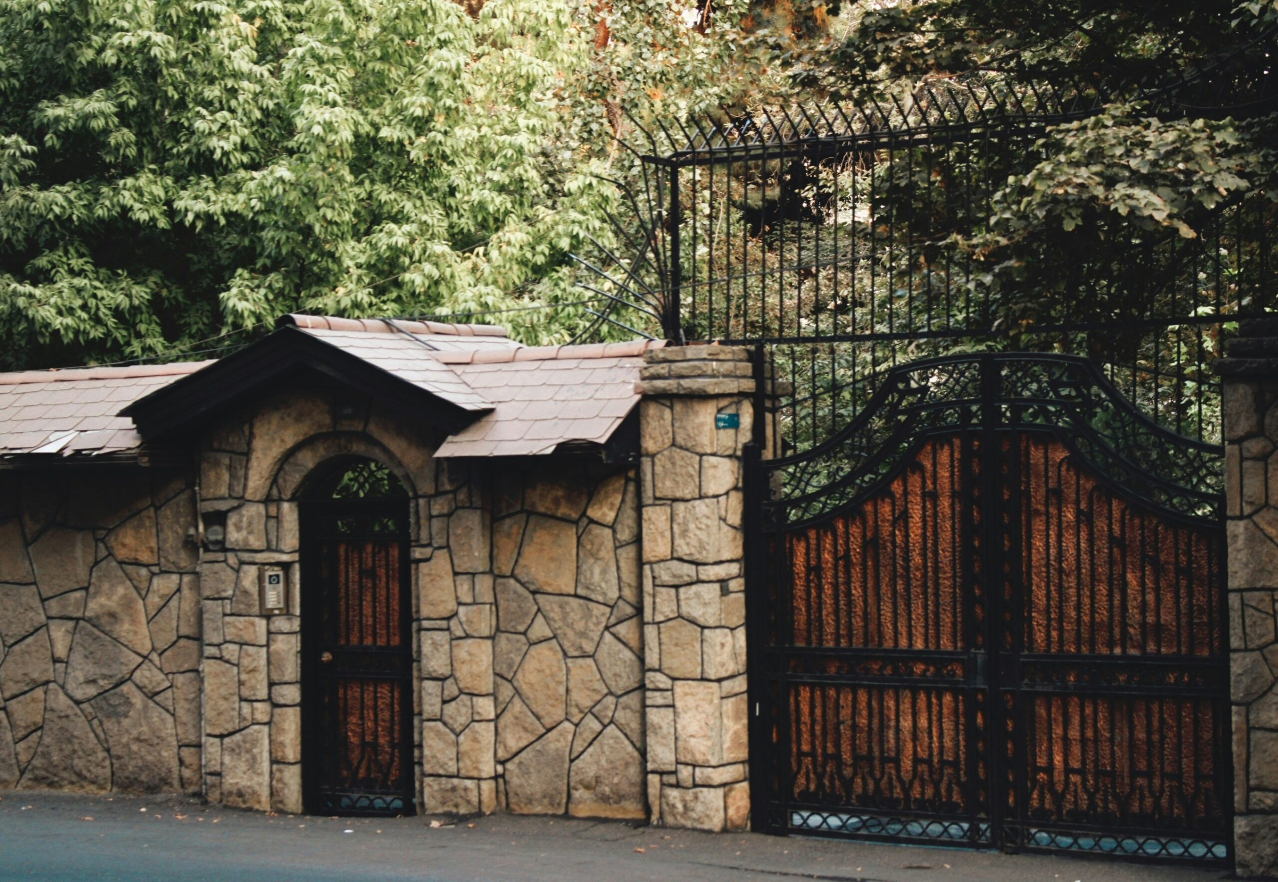 Gated stone entrance to a residential community in Diamond Bar, California
